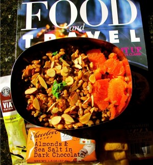 Pack a farro salad for traveling. It's better than airport food.