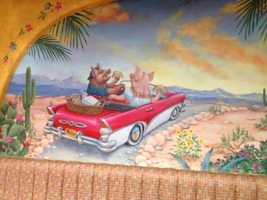 merry piglets mural