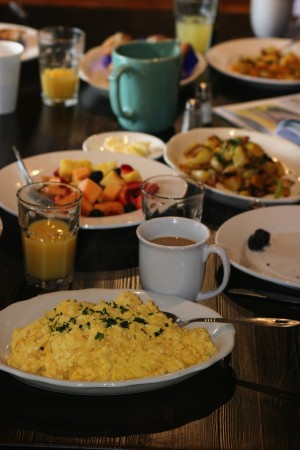 The impressive breakfast spread will get you ready to hit the freshly-groomed trails.