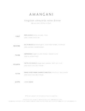 kingston wine dinner