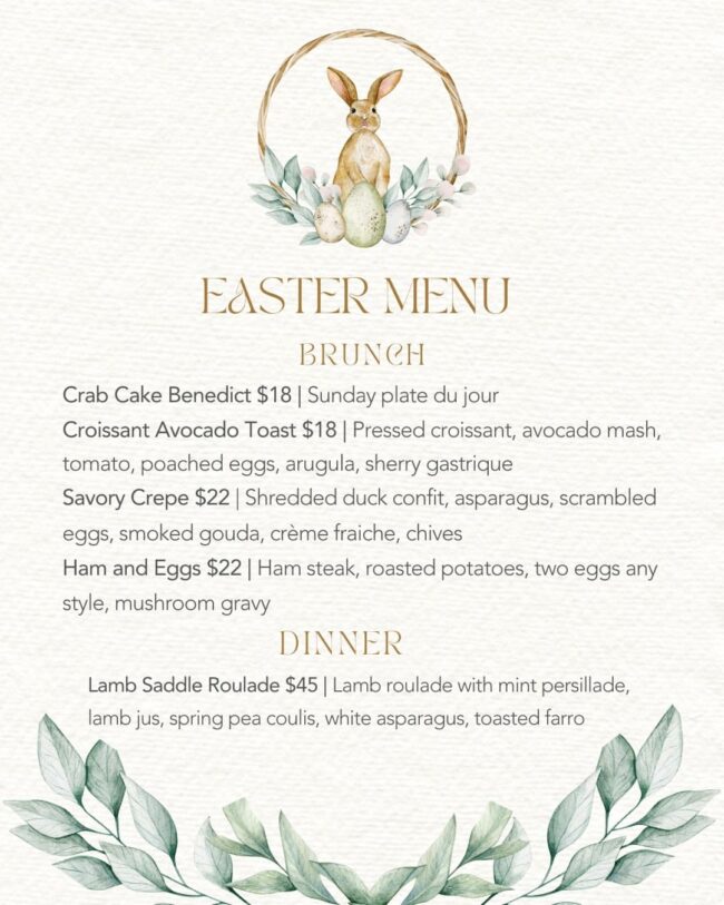 Bistro Easter menu
